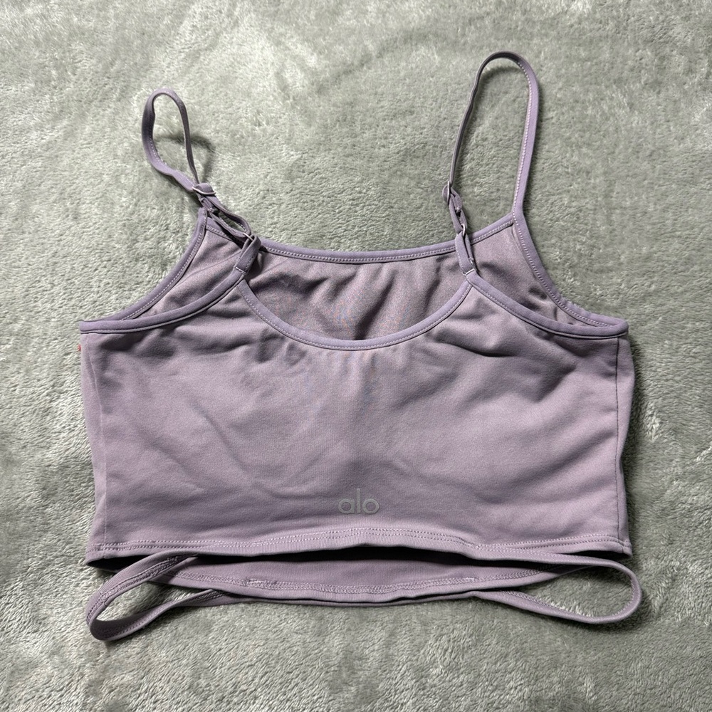Alo Yoga Set 2 Piece Outfit Airlift Leggings Crop Top Bra Lavender Purple XS - Picture 2 of 5